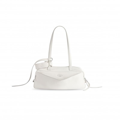 BALENCIAGA WOMEN'S CARRIE BOWLING BAG SMALL IN WHITE 8329202ABNP9016 (31*12*12cm)